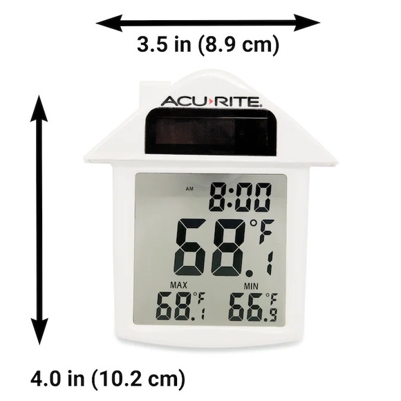 NWT AcuRite Solar Powered Window Thermometer Daily high/low temperature clock - Picture 3 of 8